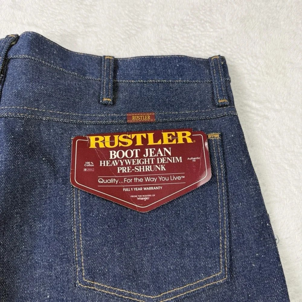 Vintage Rustler Wrangler Boot Cut Jeans 38x30 Pre Shrunk Heavyweight USA NWT